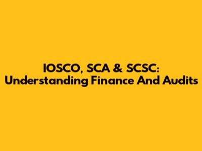 IOSCO, SCA & SCSC: Understanding Finance And Audits